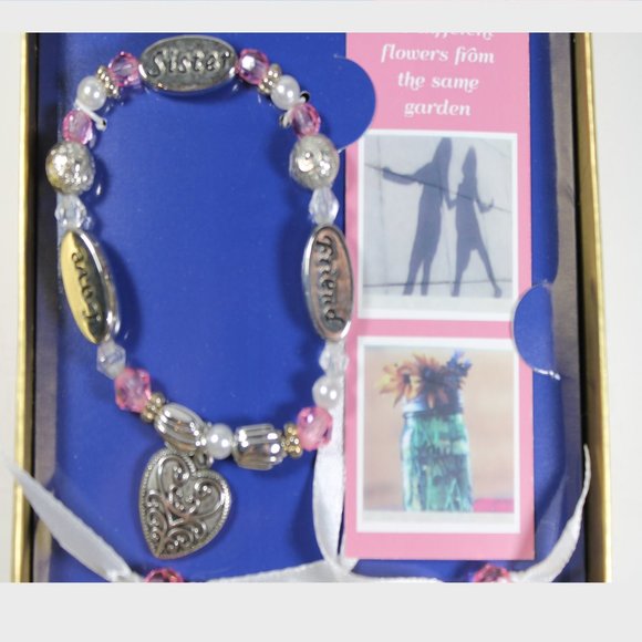 New "Sisters are different flowers" Bracelet Earrings Keychain and Bookmark Set - Picture 4 of 4
